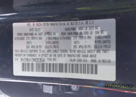 2021 Mazda Cx-30 2.5 Turbo from USA, damaged, VIN 3MVDMBAY0MM253584